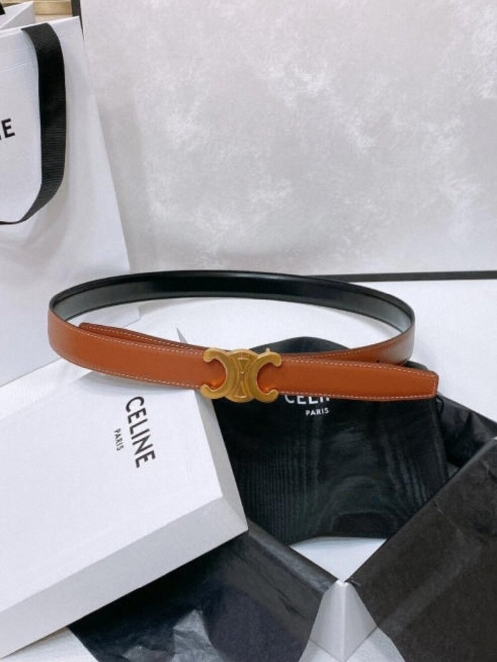 Celine Brown-Black Reversible Belt